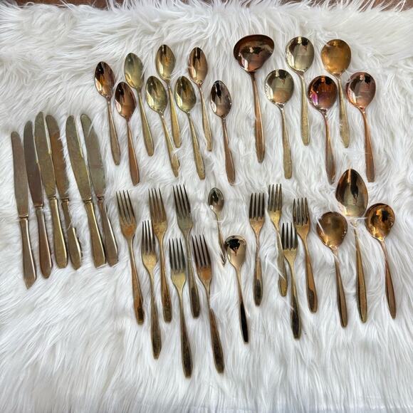Dorling Other - Dorling | Vintage Gold Dirilyte Golden Autumn Symphony Goldware Dinner Flatware
